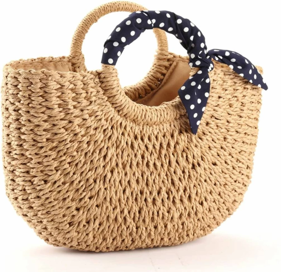 YXILEE Handmade Large Straw Tote Bag for Women - Summer Beach Bag, Boho Chic Beach Purse, Lightweight & Spacious Beach Handbag