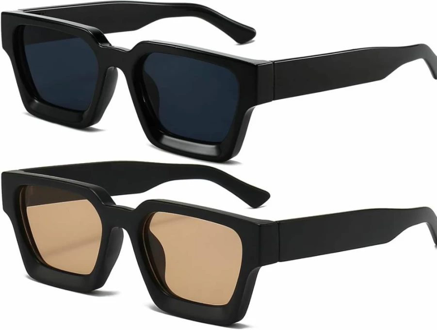 AIEYEZO Square Sunglasses for Women & Men - Thick Frame Designer Shades UV Protection Classic Style