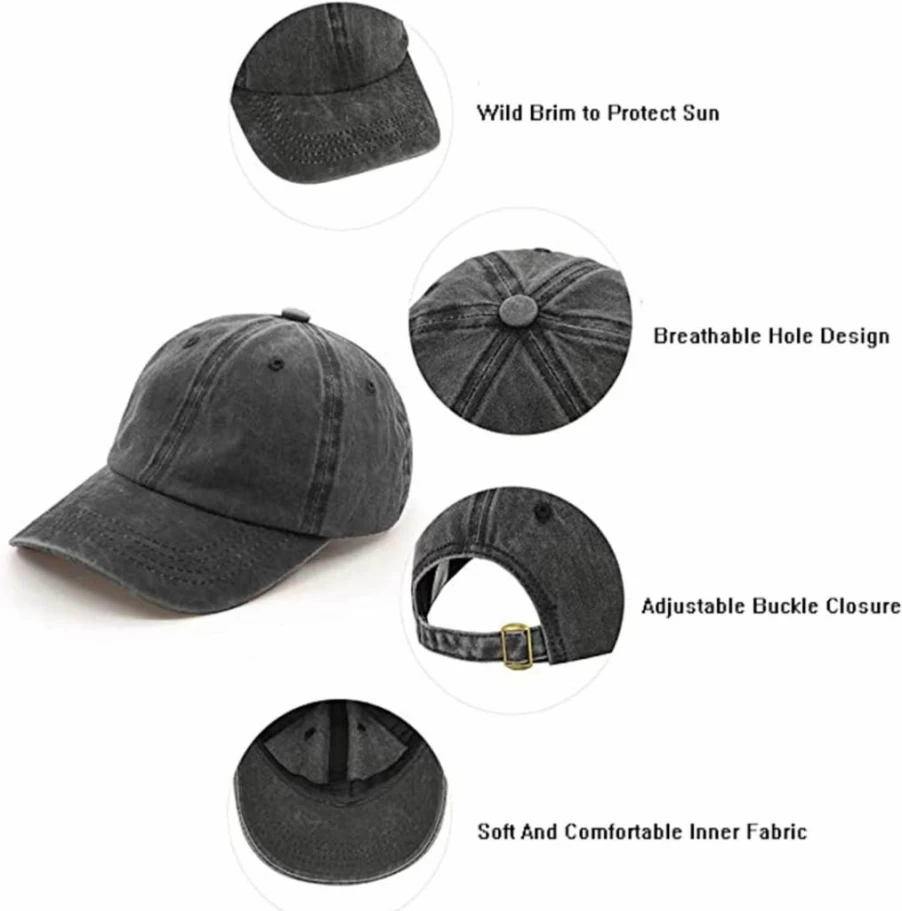 Urban Virgin Vintage Washed Baseball Cap - Summer Sun Hat for Men & Women, Distressed Dad Golf Hat