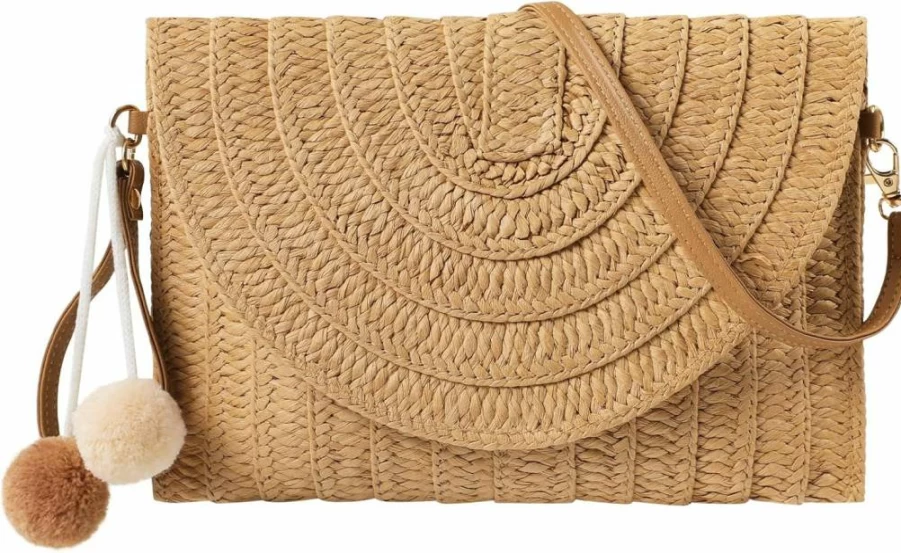 LEVOTIYER Handmade Straw Crossbody Bag for Women - Bohemian Beach Purse, Casual Woven Shoulder Bag