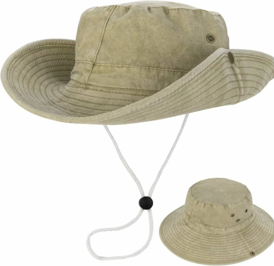 UTOWO Men's Wide Brim Boonie Hat for Safari Fishing Hunting Hiking Outdoor Summer Sun Cap with Snap-Up Brim