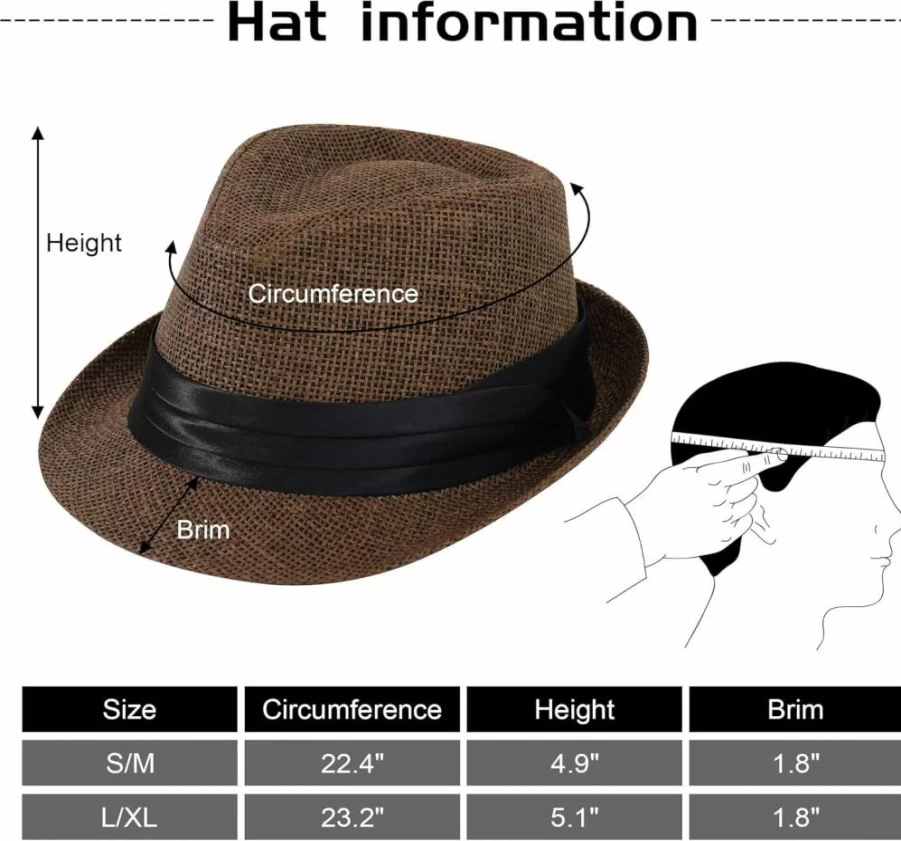 Simplicity Unisex Classic Fedora Hat - Structured Trilby Gangster Style for Men & Women