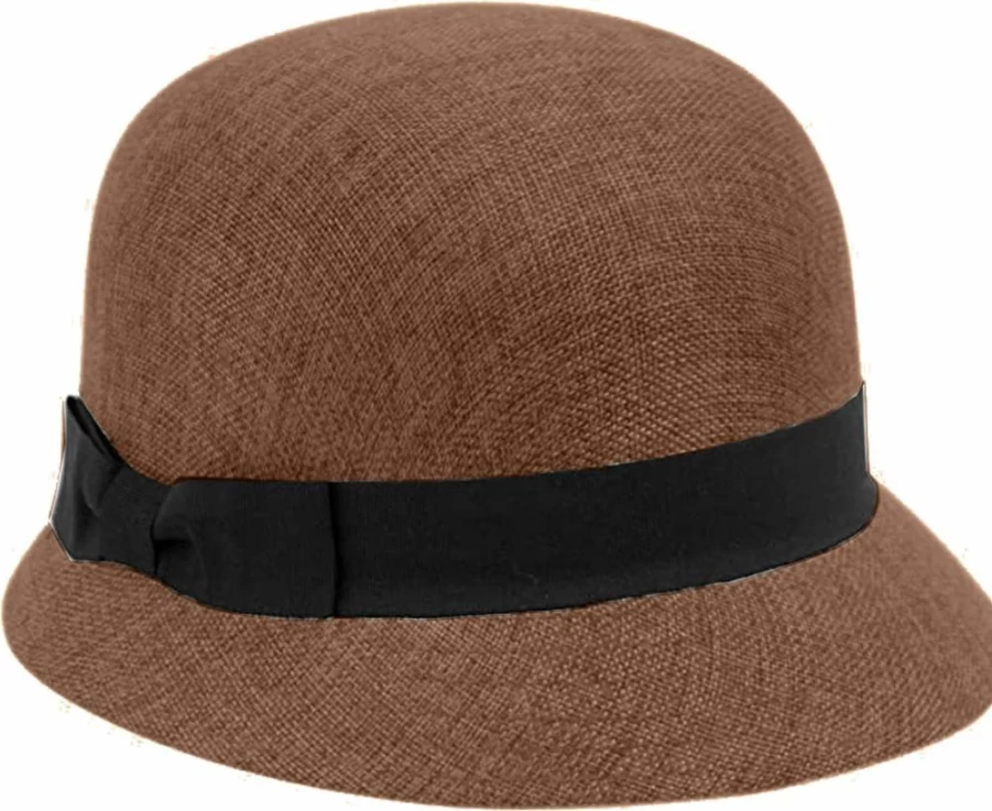 EPOCH Women's 1920s Vintage Linen Cloche Hat with Floral Accent and Lace Trim for Gatsby Party