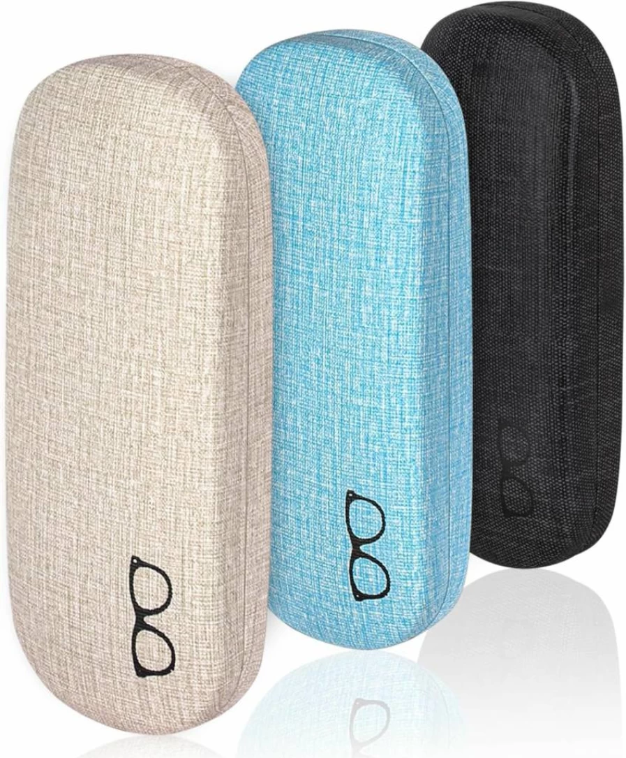 RayLove 3-Pack Durable Hard Shell Eyeglass Cases for Reading Glasses - Large Protective Eyewear Storage