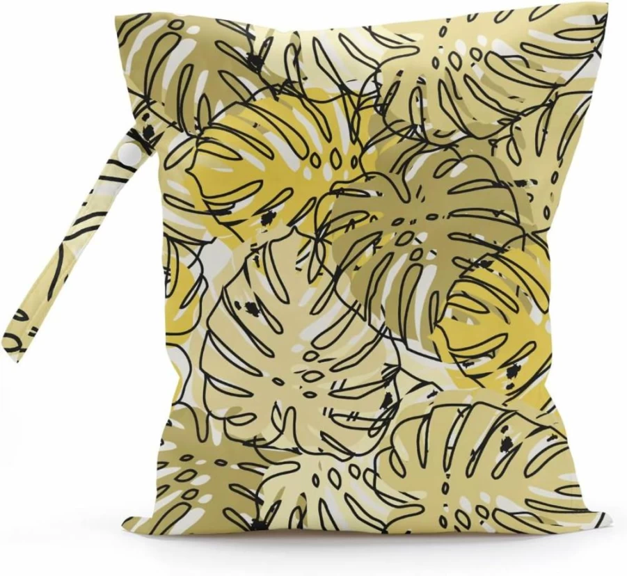 Zcyxuuw Waterproof Wet Dry Bag for Swimsuits, Beach, Gym & Travel - Tropical Palm Leaf Design for Diapers, Yoga Clothes & Makeup
