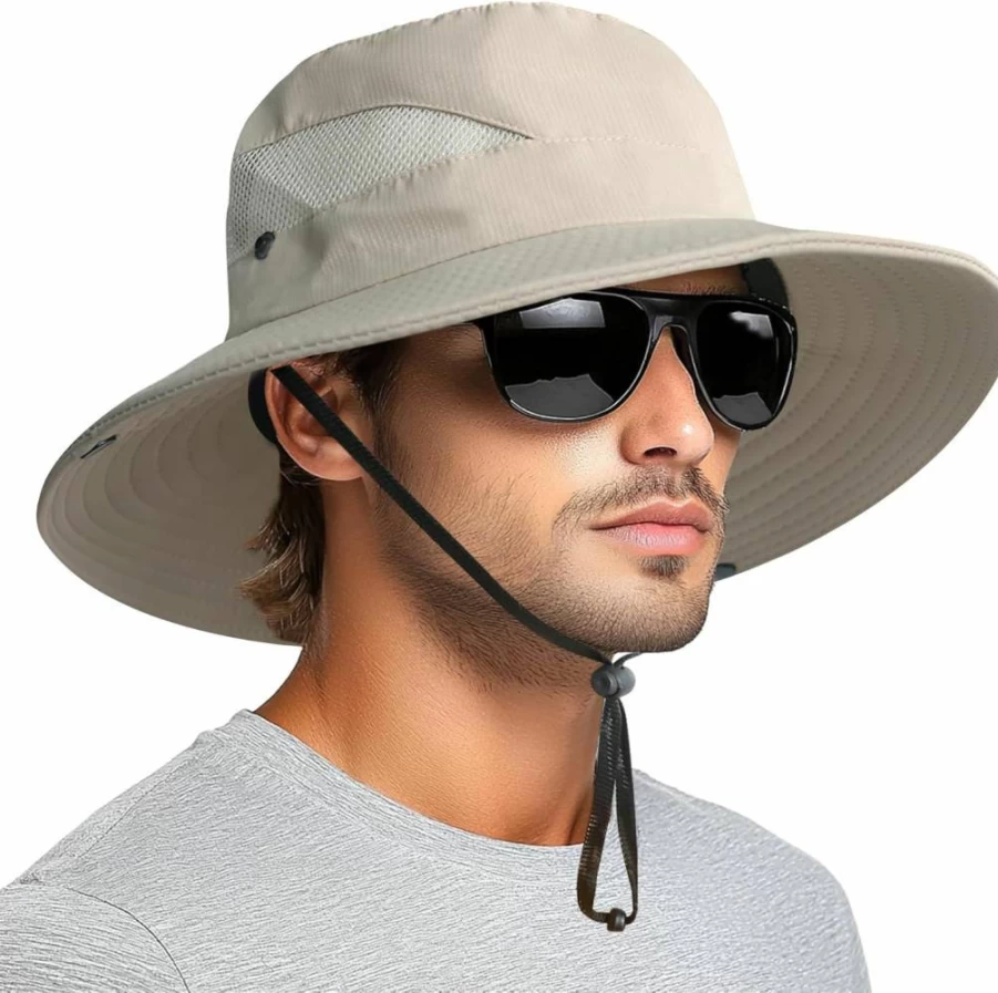 PFFY Sun Protection Bucket Hat for Men & Women - UPF 50+ Wide Brim Fishing & Beach Hat for Outdoor Activities