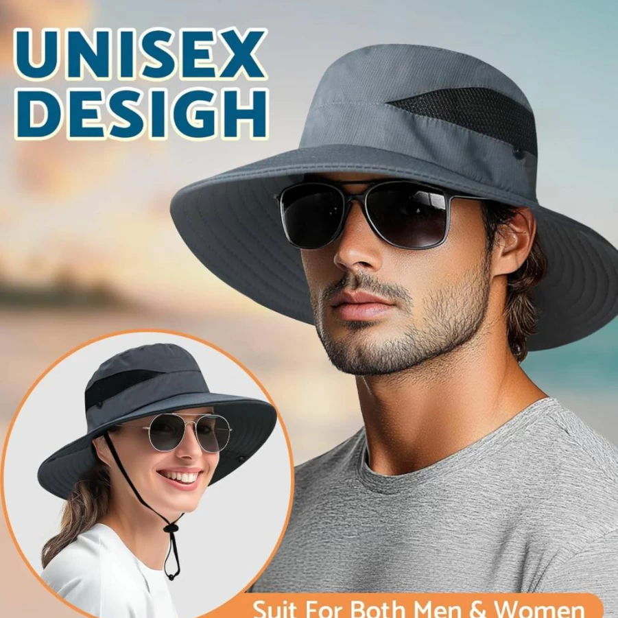 PFFY Sun Protection Bucket Hat for Men & Women - UPF 50+ Wide Brim Fishing & Beach Hat for Outdoor Activities