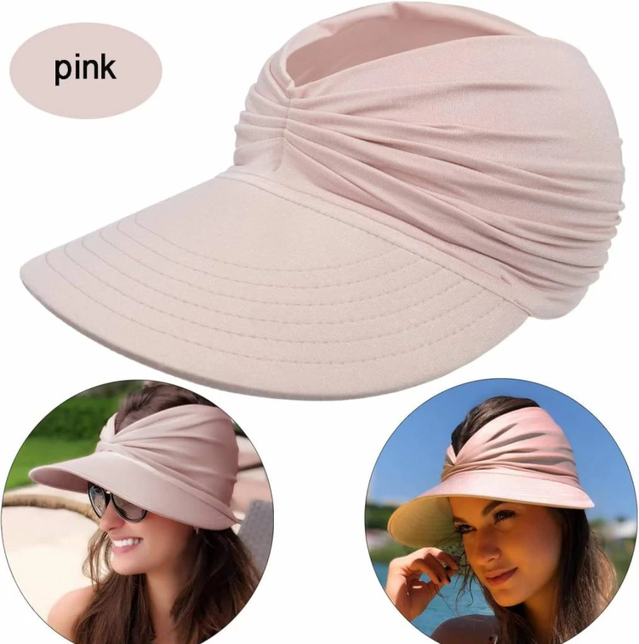 ZQFFB Women's Packable UV Protection Wide Brim Sun Hat for Golf Tennis Running Sports Summer Outdoor Activities Ponytail Visor Cap