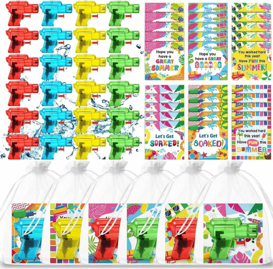 Blosssound 24-Pack Mini Water Guns with Gift Cards and Bags - Perfect for Graduation, Summer Parties, Beach, Pool Favors, and Student Gifts from Teachers