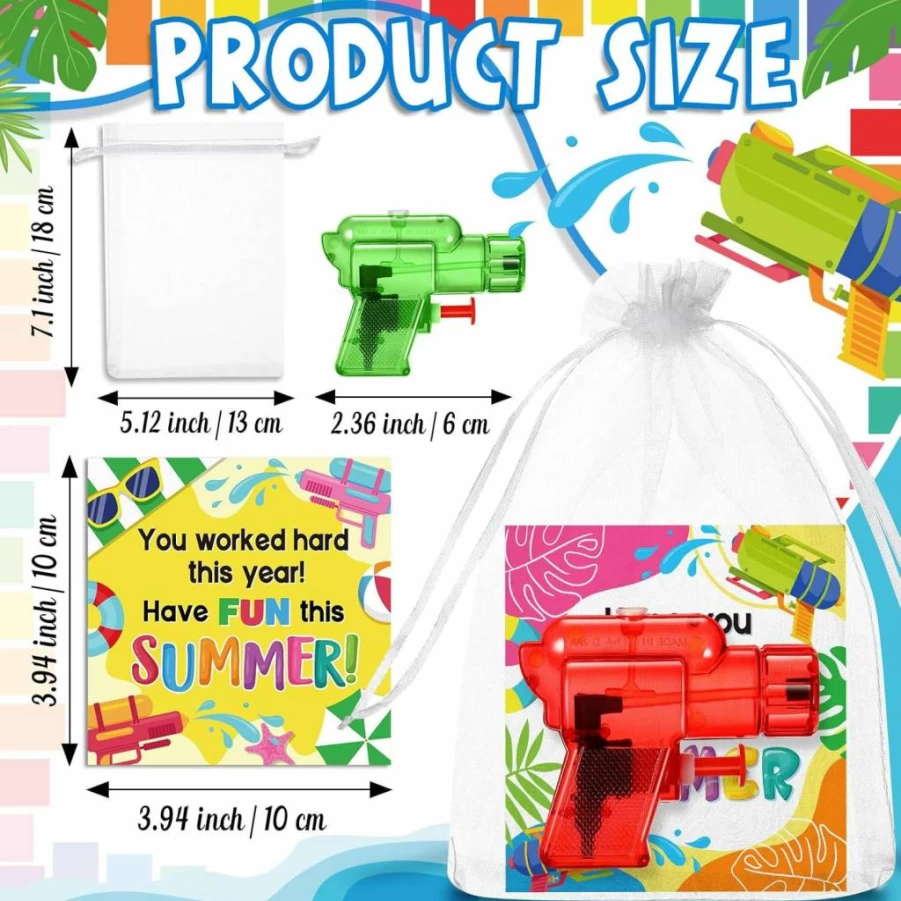 Blosssound 24-Pack Mini Water Guns with Gift Cards and Bags - Perfect for Graduation, Summer Parties, Beach, Pool Favors, and Student Gifts from Teachers