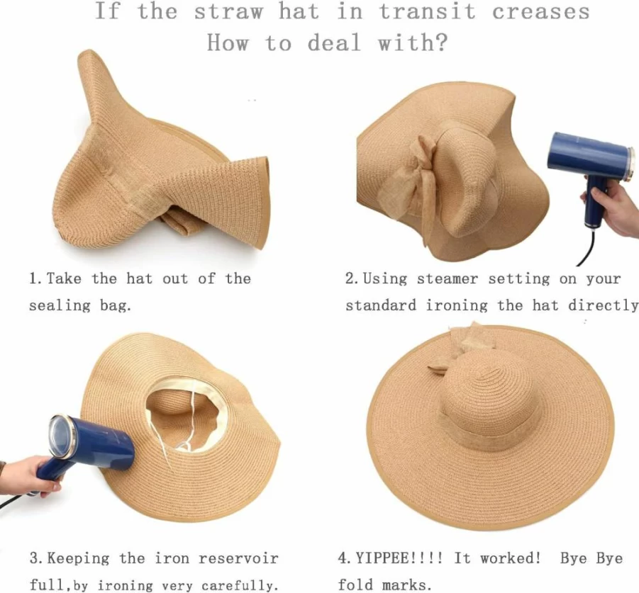 FSIGOM Women's Foldable Wide Brim Straw Hat - UV Protection Summer Beach Sun Hat for Travel & Outdoor