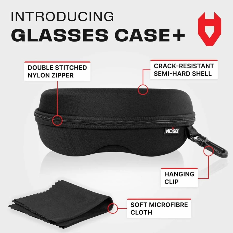 NoCry Safety Glasses Storage Case with Felt Lining, Reinforced Zipper & Belt Clip – Durable Protective Eyewear Holder
