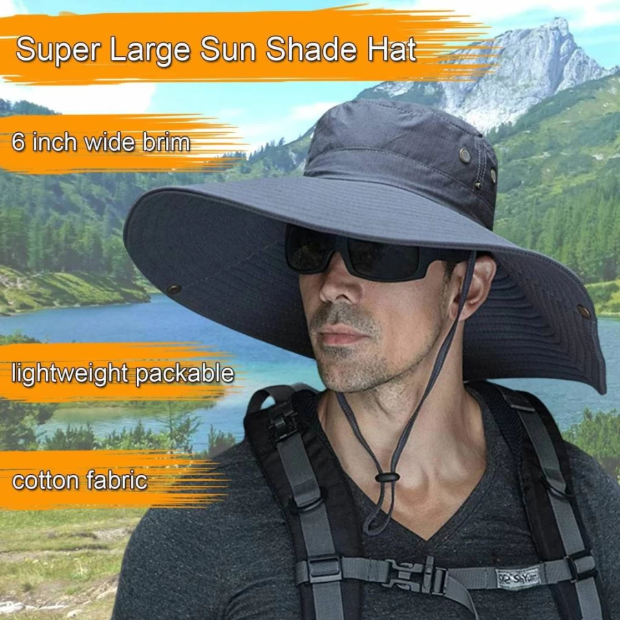HUAMULAN 6" Wide Brim Bucket Hat for Men & Women - UPF Sun Protection for Fishing, Hiking, Gardening, Safari, Camping Outdoor Activities