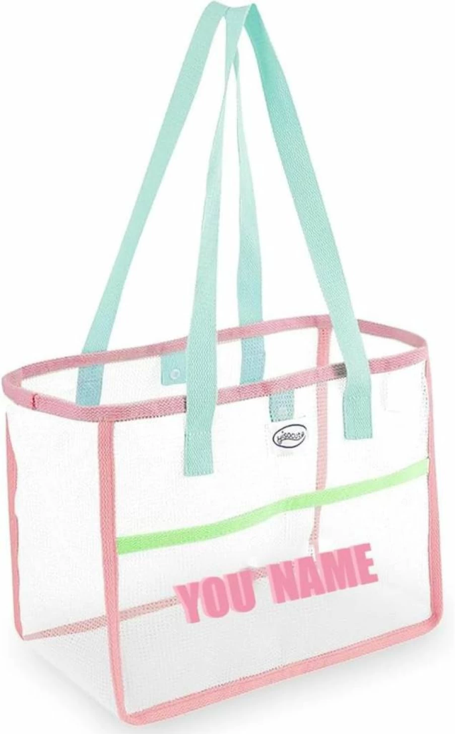 Custom Personalized Clear Beach Bag by SKEINGD - Waterproof Large Mesh Tote with Name, Sandproof Pool Bag for Women, Summer Vacation Travel Gift