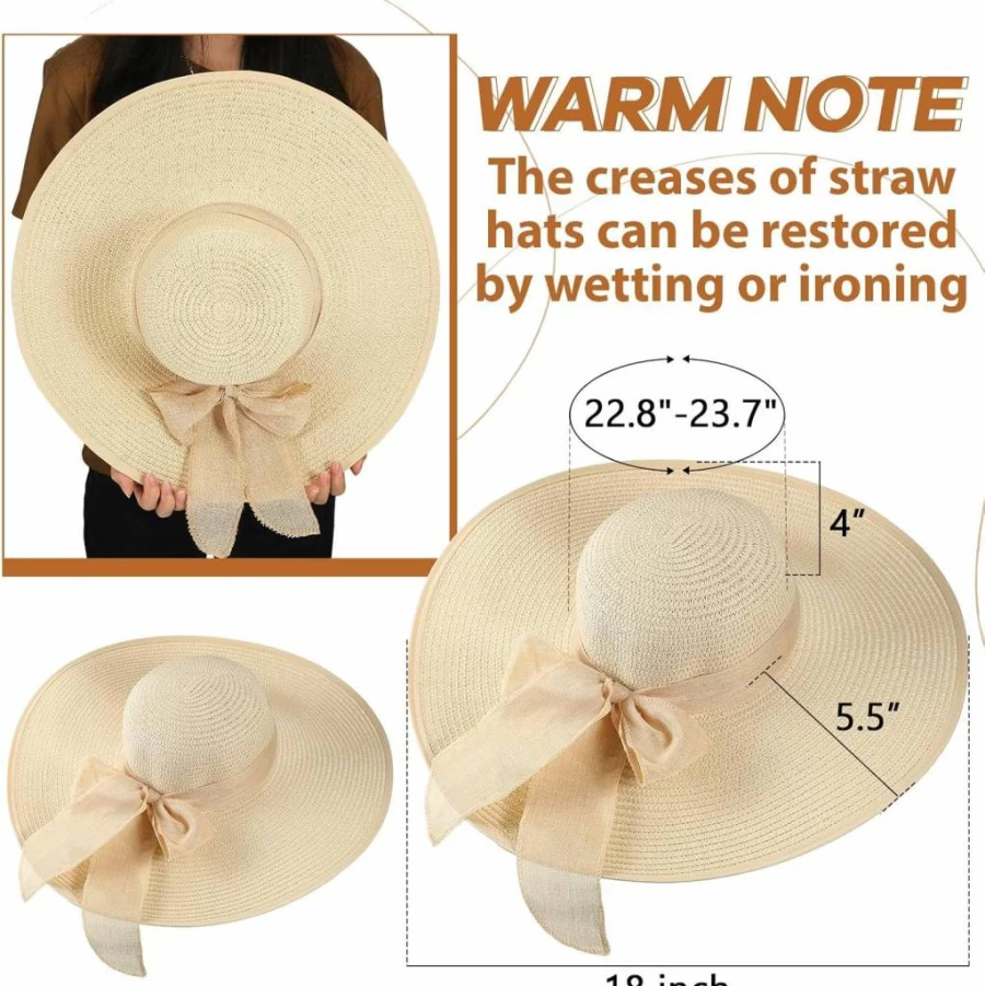 Tigeen 12 Pack Women's Wide Brim Floppy Sun Hat - UPF 50+ Foldable Straw Beach Hat for Summer, Multi Color Sun Cap