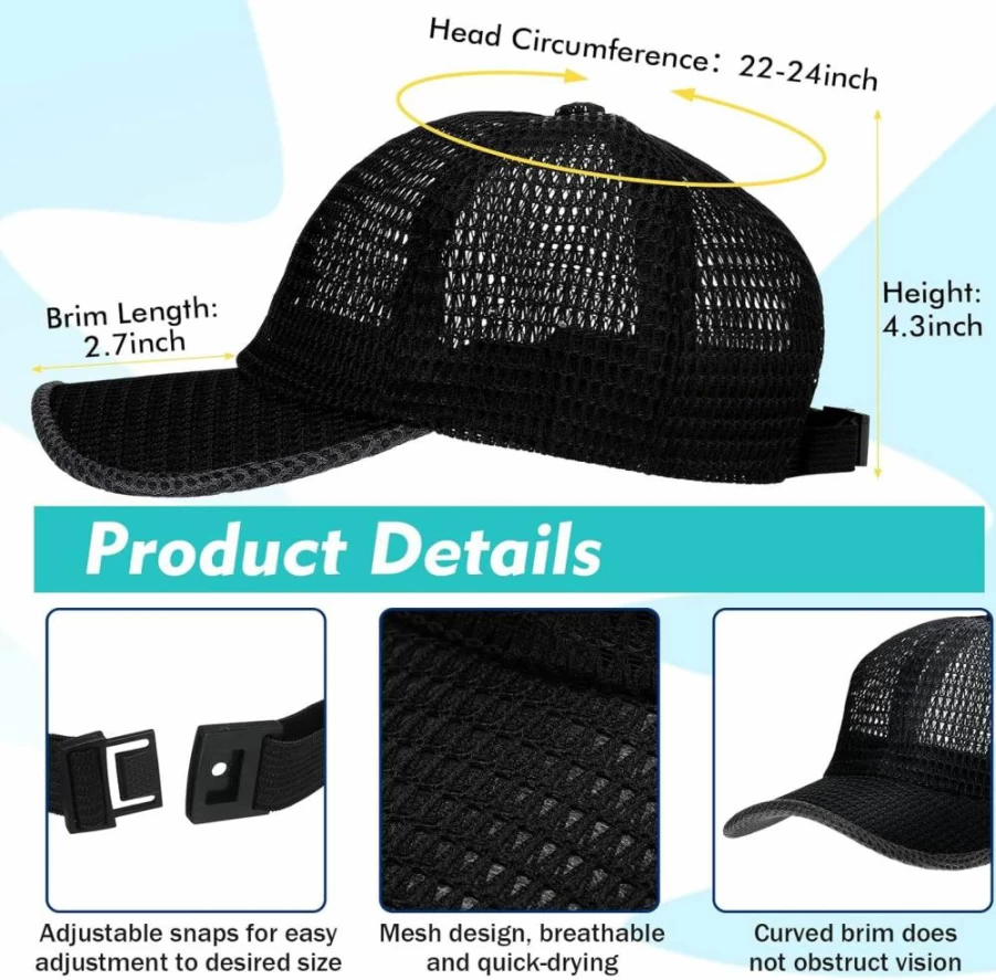 Handepo 6-Pack Breathable Mesh Baseball Caps for Men & Women - Lightweight Summer Trucker Hats for Outdoor Sports & Running