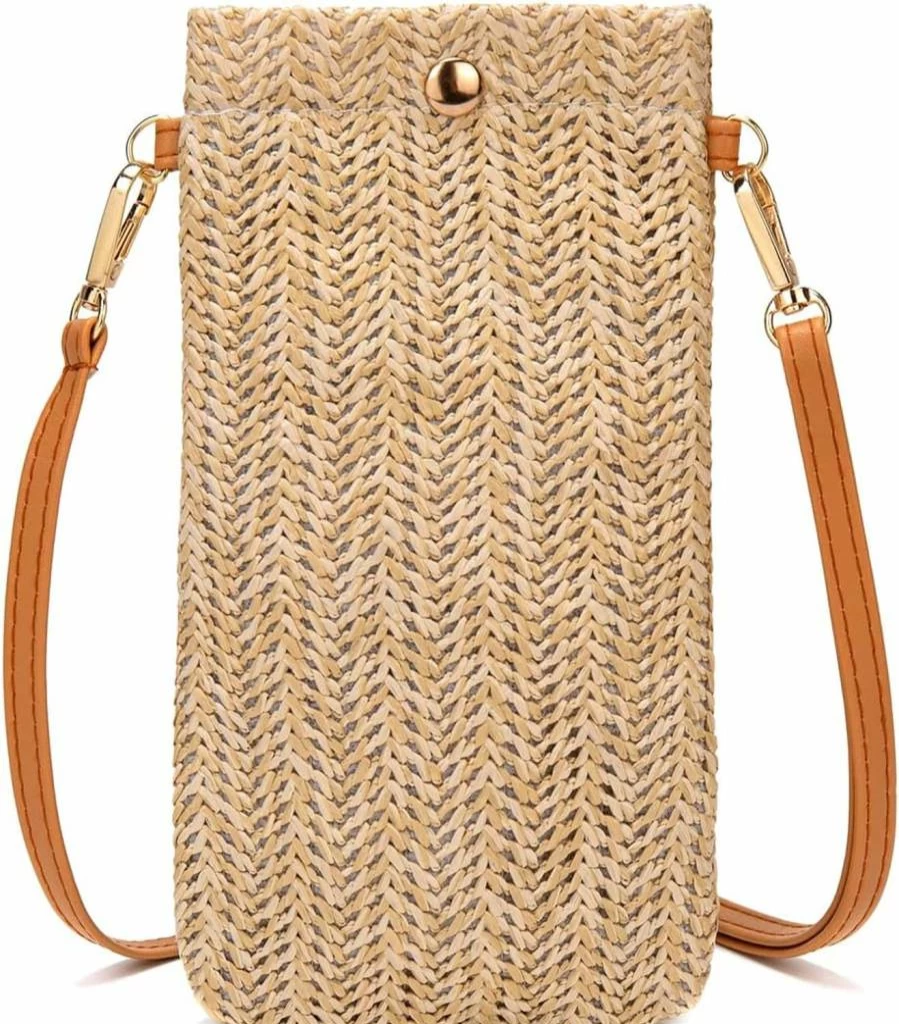 SINGBO Women's Lightweight Straw Crossbody Bag - Summer Beach Phone Purse for Women