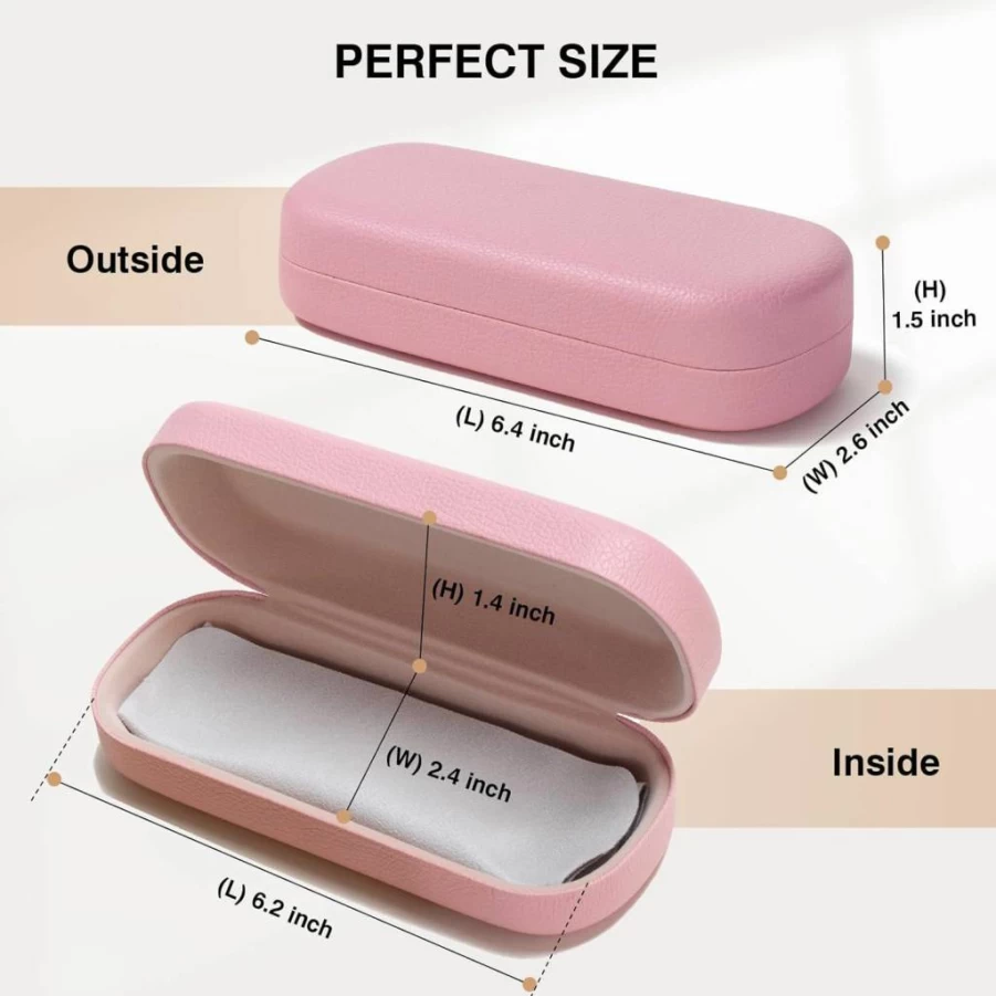 Marvolia Hard Shell Eyeglasses Case - Large PU Leather Protective Holder for Sunglasses & Reading Glasses