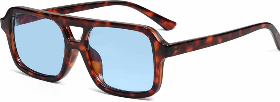 VANLINKER VL9816 Retro 70s Vintage Square Aviator Sunglasses for Women & Men, Trendy Rectangle Sun Glasses