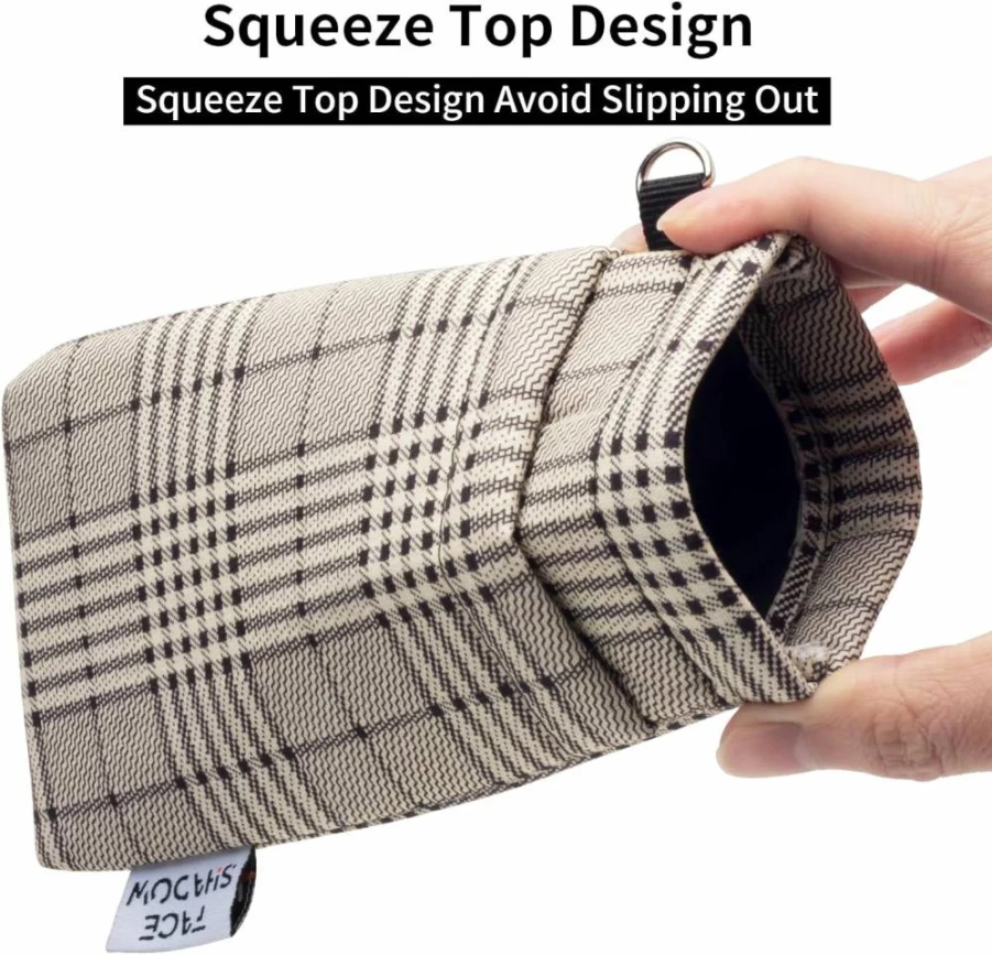 Face Shadow Double Glasses Case – Soft Squeeze Top Eyeglass & Sunglasses Storage with Cleaning Cloth for Women & Men