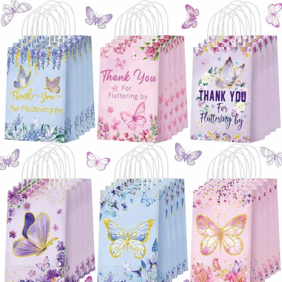 Outus 24-Piece Summer Pool Party Favor Bags - Beach Themed Goodie Bags for Kids, Hawaiian Luau Candy Treat Bags, Durable Paper Gift Bags for Swimming Pool Parties & Summer Events