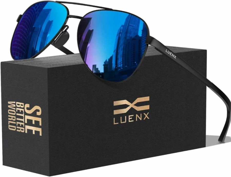 LUENX Polarized Aviator Sunglasses for Men & Women - UV400 Protection, Stylish Retro Shades for Driving & Outdoor Activities