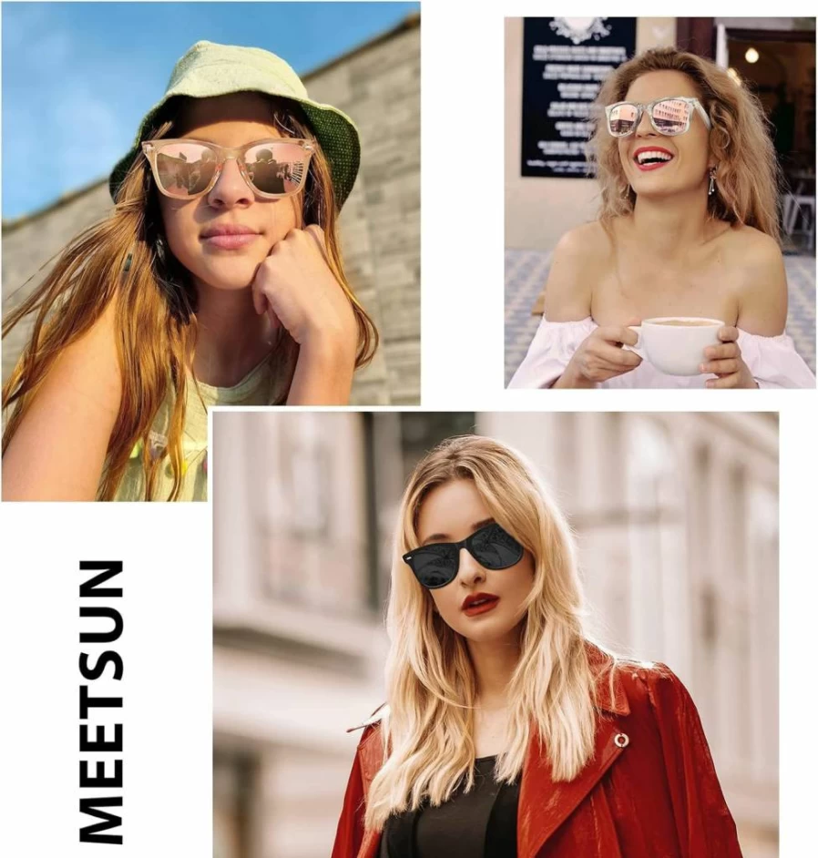 MEETSUN Retro Polarized Sunglasses for Women & Men - UV Protection Classic Mirror Lens Driving Glasses Trendy 3-Pack