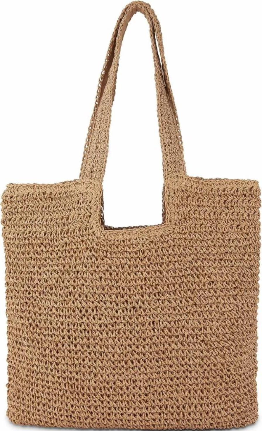COZYOFFI Straw Beach Tote Bag - Large Boho Woven Rattan Handbag for Women, Summer Handmade Shoulder Bag