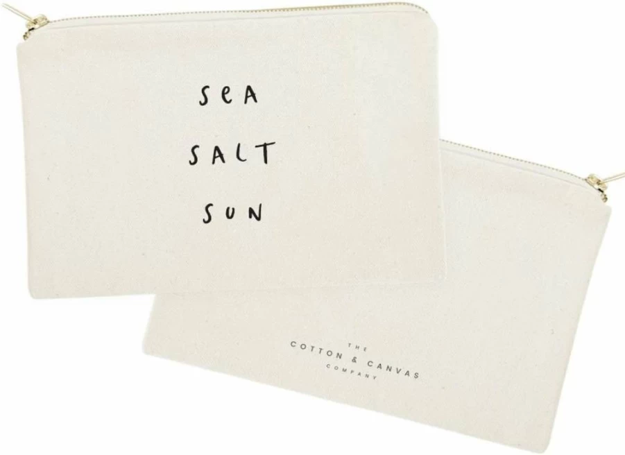 The Cotton & Canvas Co. Waterproof Beach Makeup Bag - Travel Cosmetic Pouch for Summer, Sun & Sea Salt Resistant Toiletry Organizer