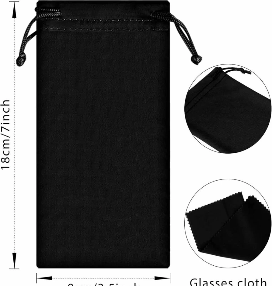 Flutesan 40 Pack Microfiber Glasses and Sunglasses Storage Pouch with 2 Cleaning Cloths, Durable Protective Case Set for Eyewear Accessories
