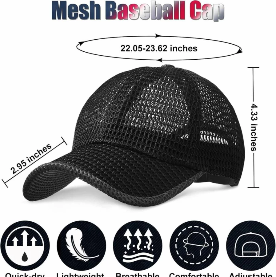 Foaincore Adjustable Breathable Mesh Baseball Cap for Men & Women - Summer Casual Trucker Hat Quick Dry