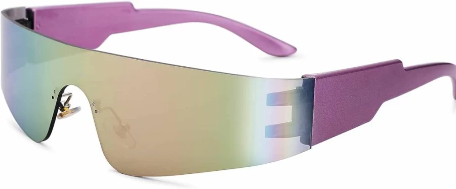 COASION Wrap Around Sunglasses for Women & Men – Trendy Y2K Rimless Shield Shades, Futuristic Flat Top Fashion Eyewear