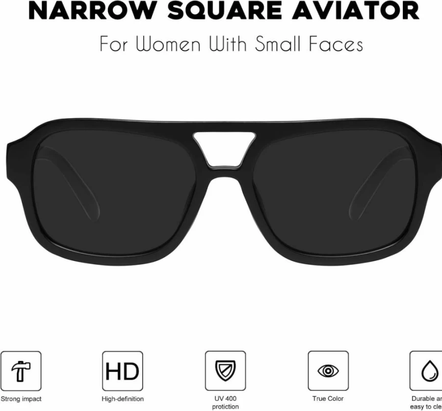 Mosanana Women's Aviator Sunglasses for Small Faces - Narrow Fit Style MS52362