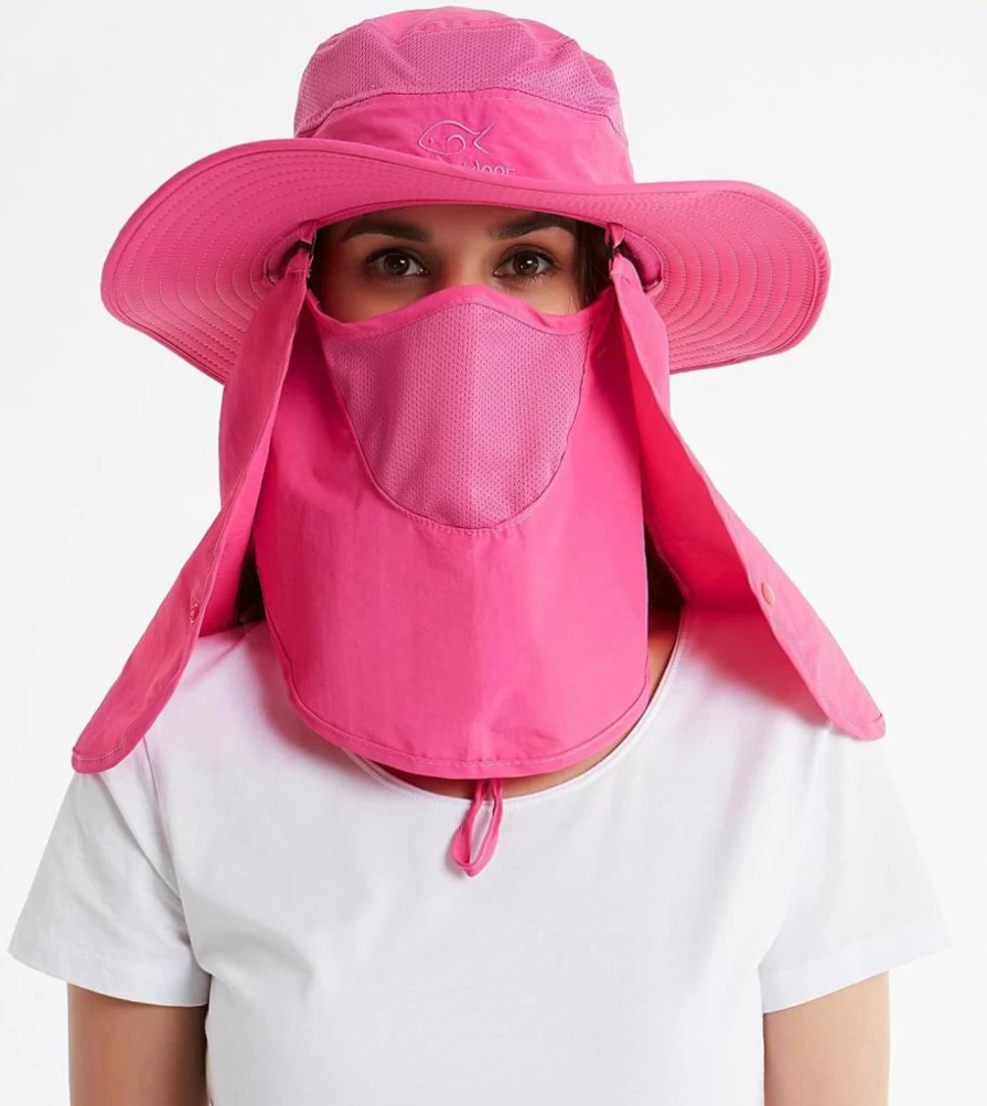 DDYOUTDOOR Summer Sun Protection Hat Wide Brim Fishing Cap with Neck Flap for Outdoor Activities