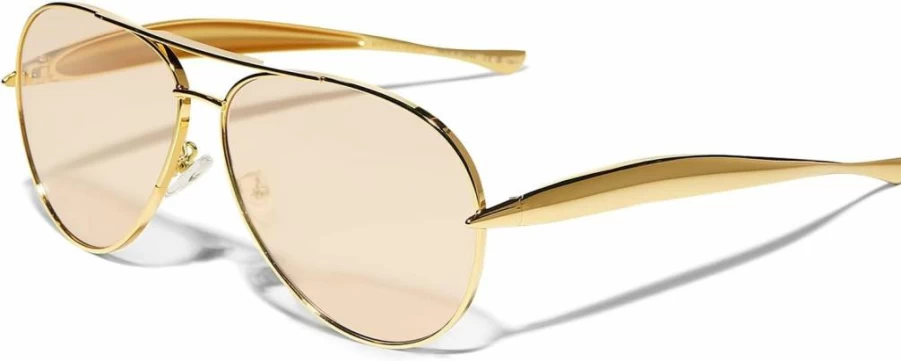 GUVIVI Retro Gold Aviator Sunglasses for Women & Men – 2025 Oversized 70s Style Metal Frame Vintage Pilot Sun Glasses