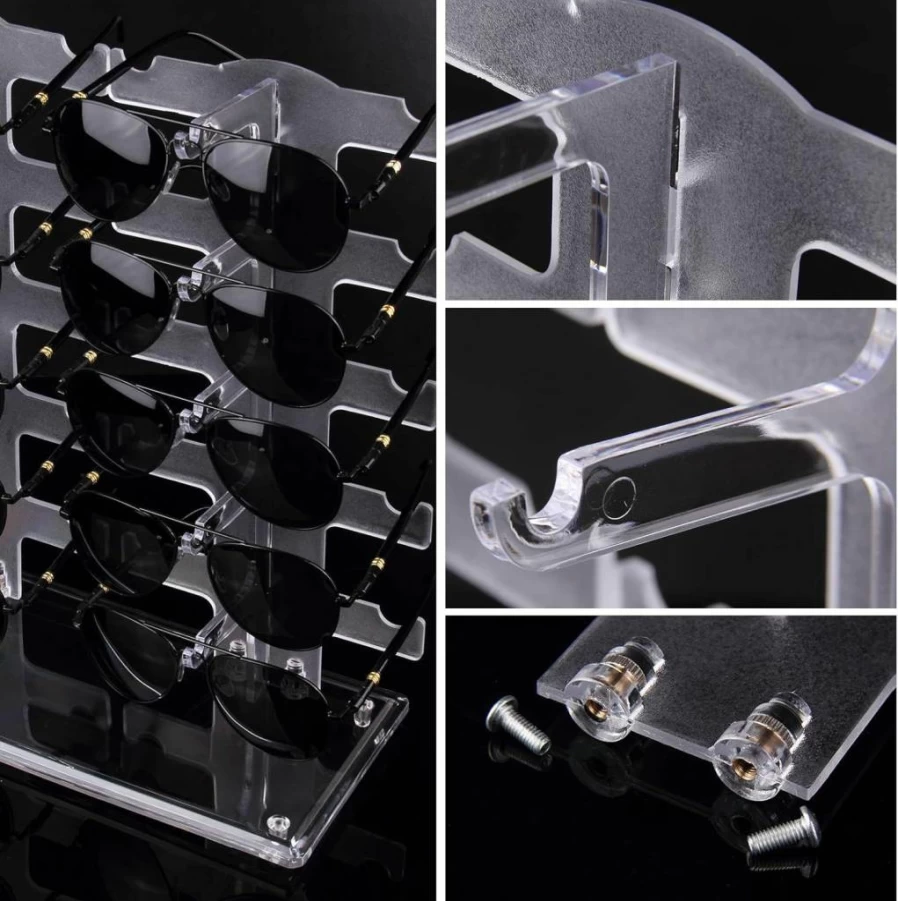 Lamoutor Transparent 2-Tier Sunglasses Display Stand for Retail Store Glasses Rack Holder