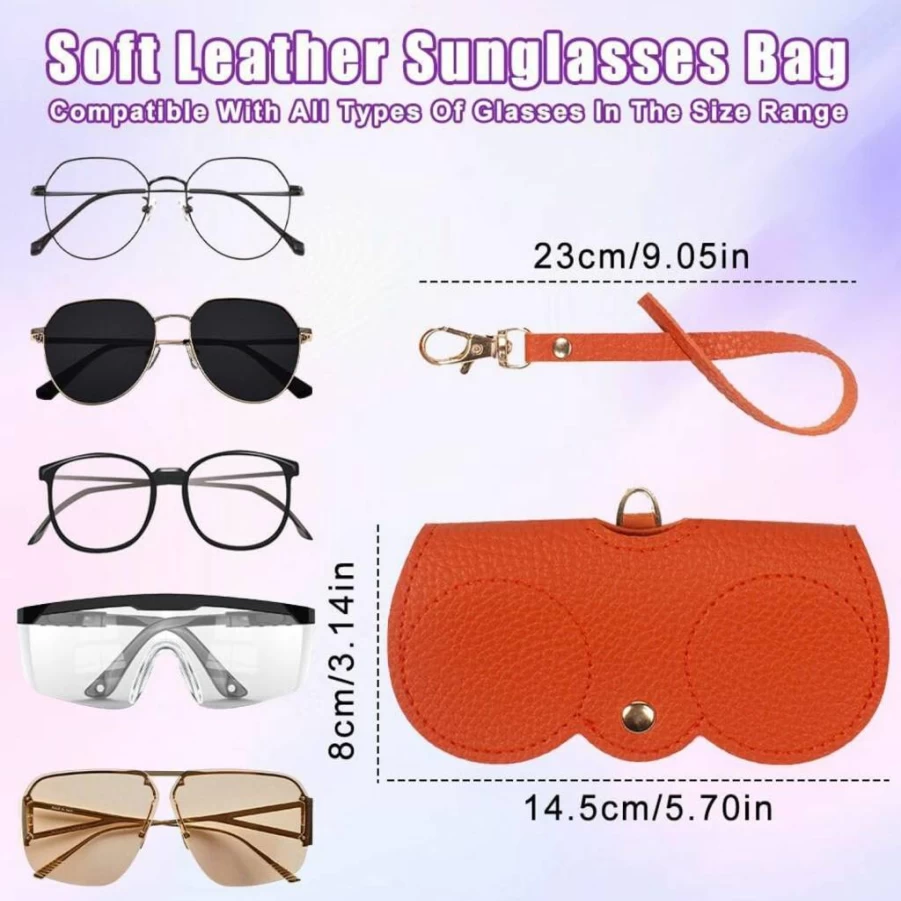 SEILETOO 3 Pack Genuine Leather Eyeglasses Case - Soft Protective Sunglasses Pouch for Women & Men, Portable Holder for All Glasses Types