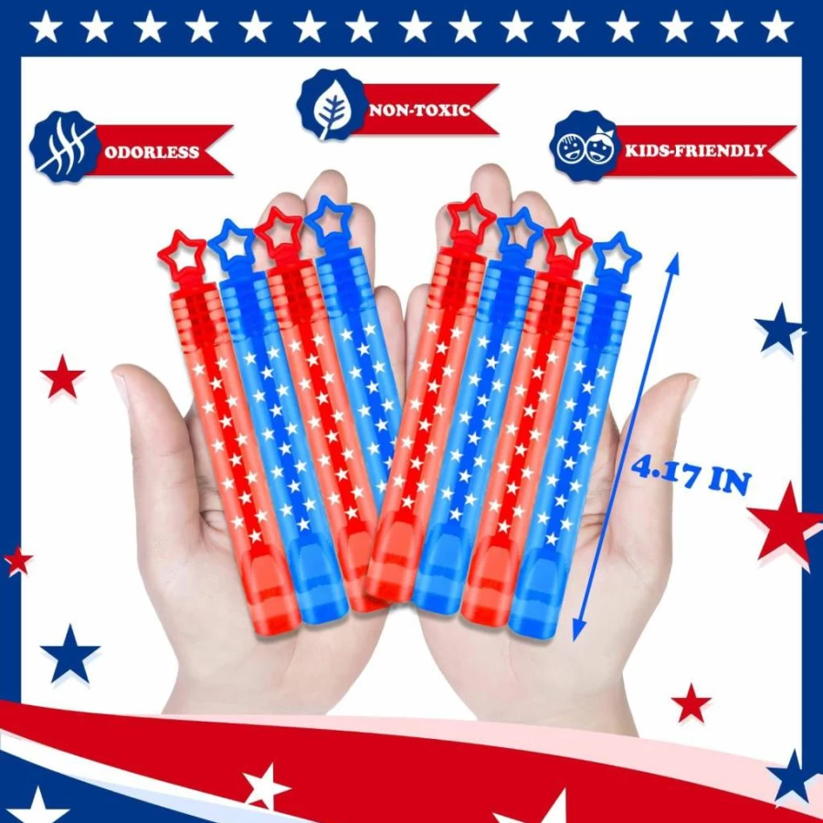 Leetous 100 Pack Patriotic Mini Bubbles for 4th of July Party Favors, Summer Beach Pool Decorations, Kids Goodie Bags, Red White Blue Bulk Supplies