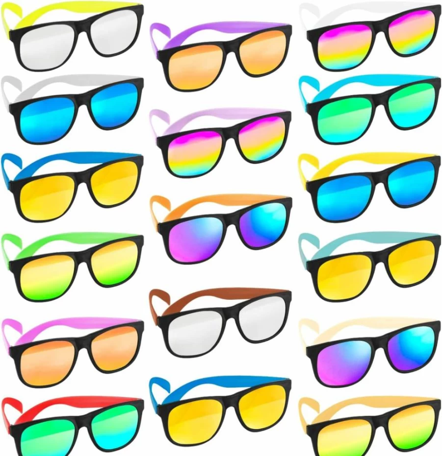 Bakatatoyz 32 Pack Bulk UV Protection Sunglasses, 16 Colors Retro 80s Neon Plastic Glasses for Summer Pool Party, Beach Favors, Birthday Gifts, Classroom Prizes & Goody Bag Fillers