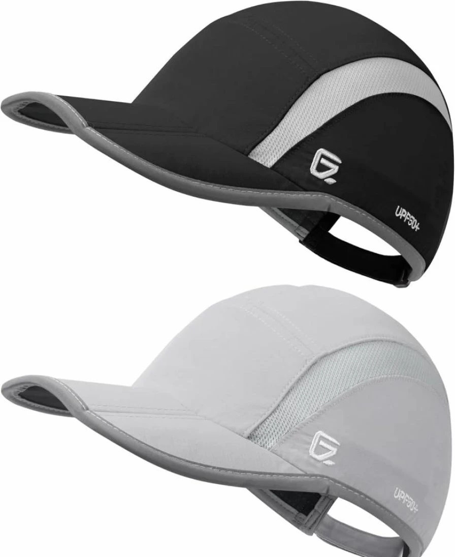 GADIEMKENSD 2 Pack Reflective UPF 50+ Sun Hat for Men & Women - Foldable Sports Cap for Running & Outdoor Activities