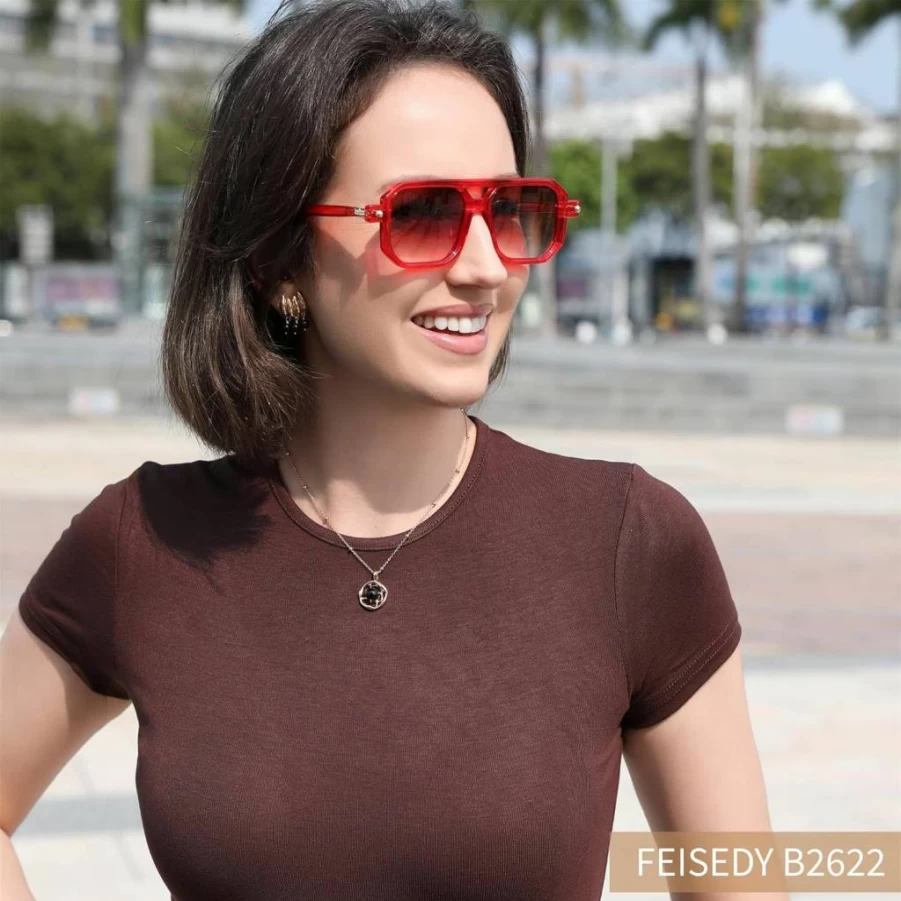 FEISEDY Retro 70s Square Aviator Sunglasses for Women & Men - Vintage Classic UV400 Protection Stylish Frame B2622