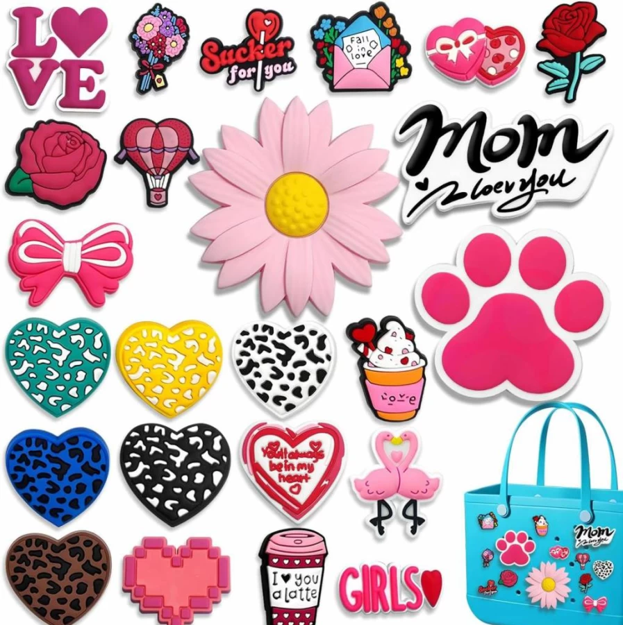 Fancharms Summer Beach Bag Charms - Floral Bogg Bag Accessories, Cute & Stylish Flower Bag Charms for Women