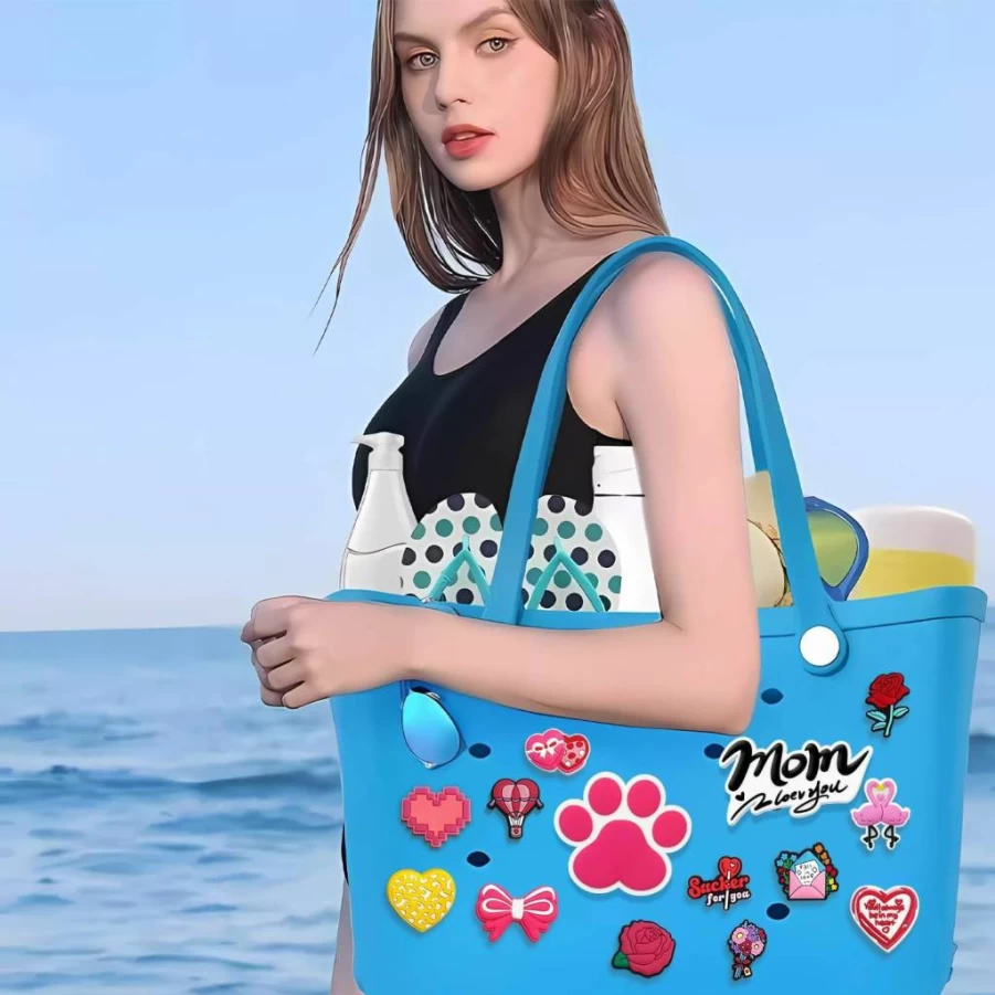 Fancharms Summer Beach Bag Charms - Floral Bogg Bag Accessories, Cute & Stylish Flower Bag Charms for Women