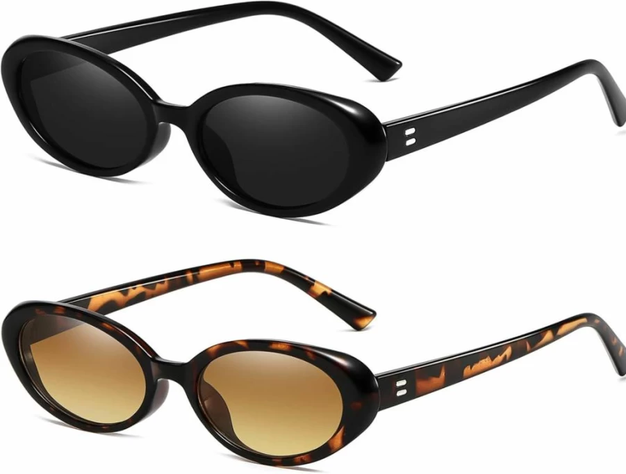Breaksun Retro 90s Vintage Oval Sunglasses for Women & Men - Small Fashion Shades for Unisex Style