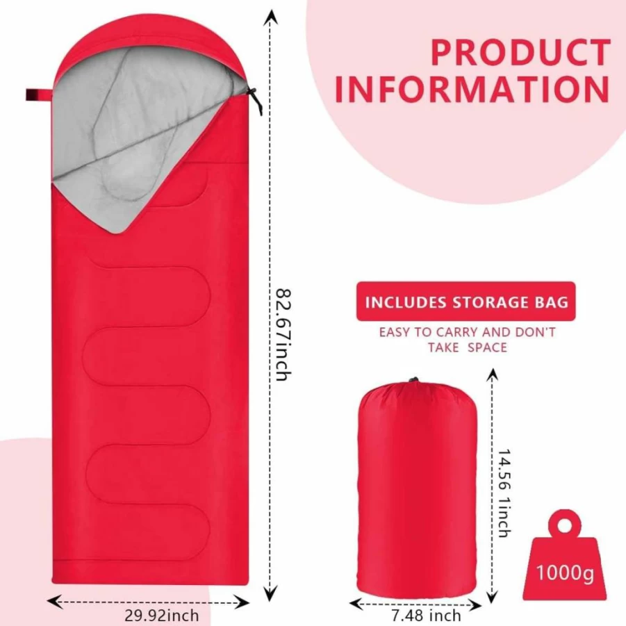 OBTANIM 4-Season Waterproof Camping Sleeping Bag for Adults & Kids - Lightweight, Portable for Hiking, Backpacking, Mountaineering Indoor Outdoor Use