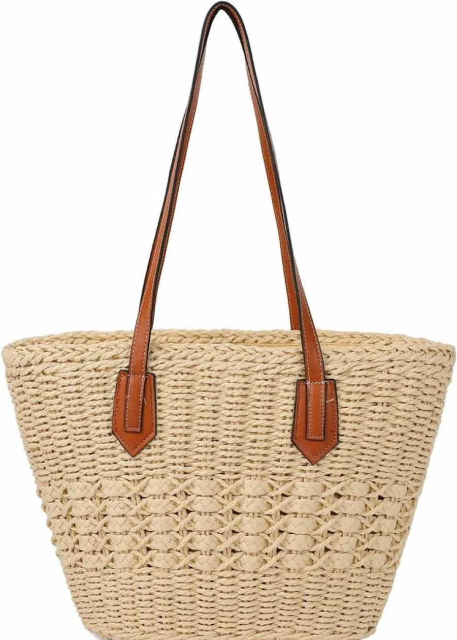 Pocadri Women's Straw Shoulder Bag - Large Handmade Rattan Tote for Summer, Beach, and Travel - Stylish Woven Top Handle Purse