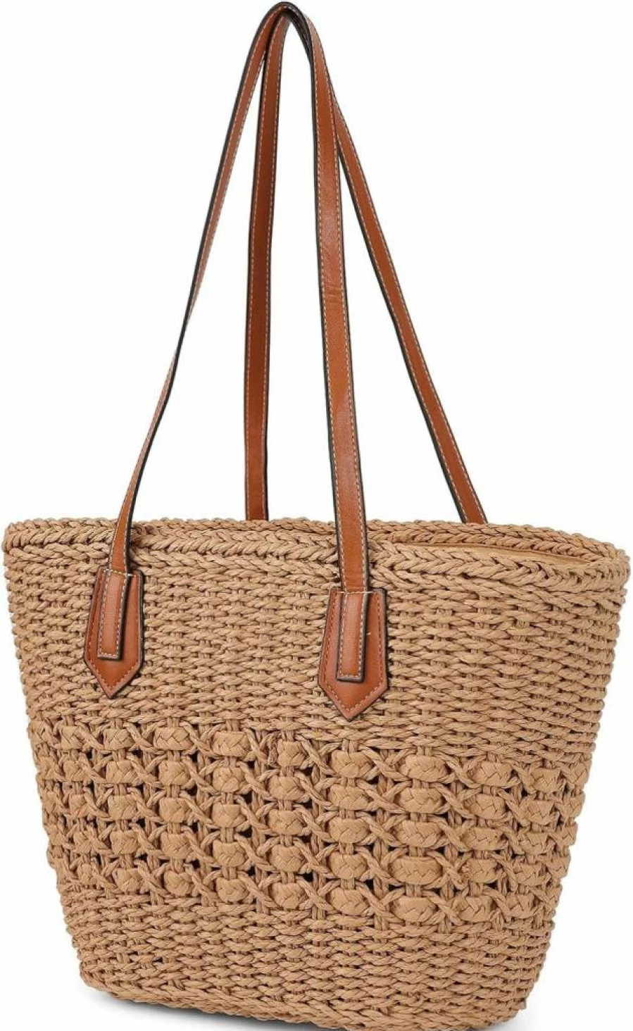 Pocadri Women's Straw Shoulder Bag - Large Handmade Rattan Tote for Summer, Beach, and Travel - Stylish Woven Top Handle Purse