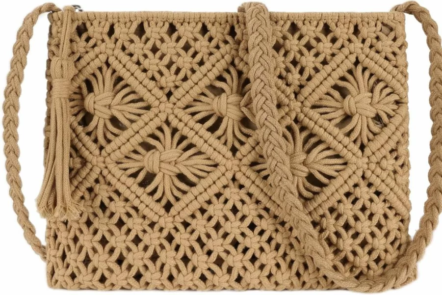 Youjaree Women's Handmade Crochet Shoulder Bag - Boho Woven Beach Crossbody Purse with Tassel, Summer Fashion Accessory