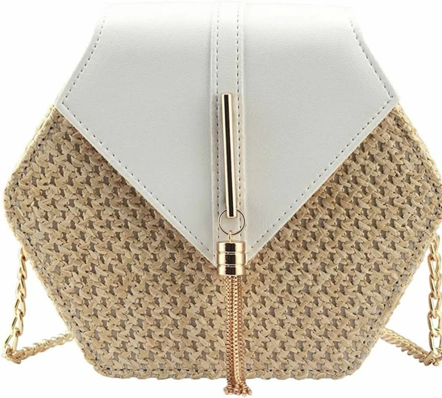 Bausweety Women's Straw Crossbody Bag - Cute Boho Shoulder Purse for Summer