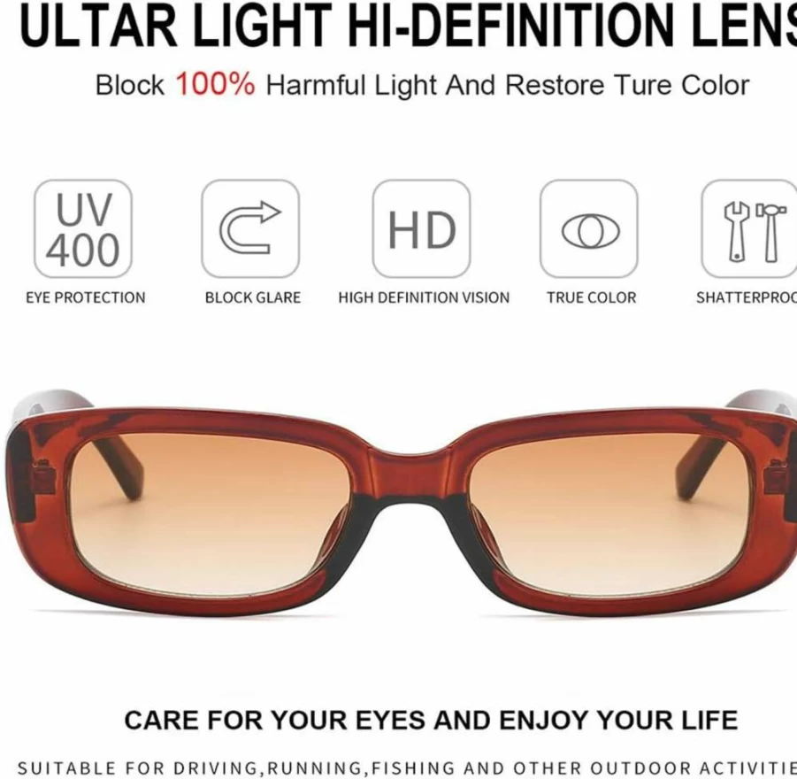 Dollger Retro Square Sunglasses for Women & Men – UV 400 Protection, Trendy Rectangle Frame Fashion Shades